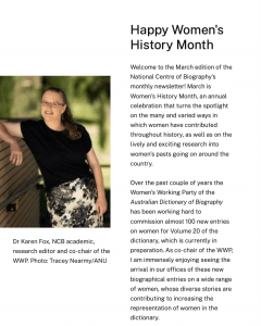 National Centre of Biography News, March 2024