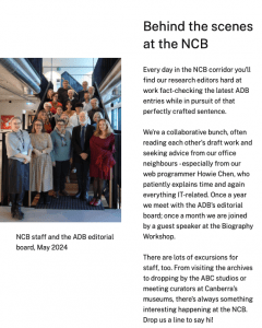National Centre of Biography News, June 2024