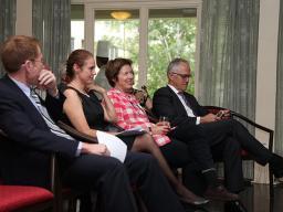 Ian Young, Melanie Nolan, Christine Fernon, Malcolm Turnbull at launch of The ADB&#039;s Story, 2013