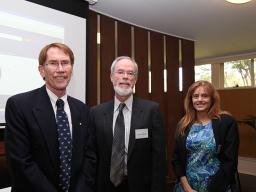 ANU Vice-Chancellor Ian Young, ADB chair Tom Griffiths, ADB general editor Melanie Nolan, 2012