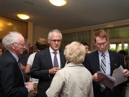 Robyn Stanton, Malcolm Turnbull, Ann Moyal, Ian Young at launch of The ADB&#039;s Story, 2013