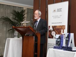 ADB Editorial chair Tom Griffiths welcomes guests at launch of The ADB&#039;s Story, 2013