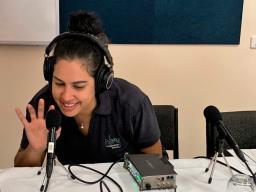 Naomi Appleby enjoying her oral history recording training