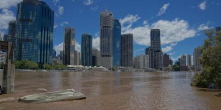 Floodwaters in the city of Brisbane