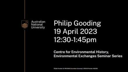 Text flier that reads: Philip Gooding, 19 APril 2023, 12:30-1:45pm