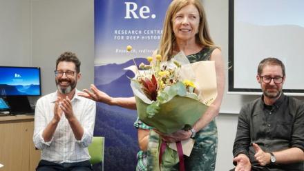 Ann Mcgrath holding flowers